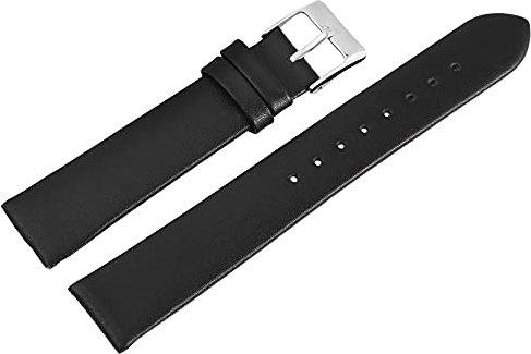 Excellanc-Uhrenarmband Ersatz Echt Leder Dornschließe Breite 12-22 mm (Stegbreite: 18 mm, schwarz)