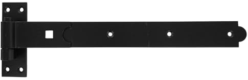 Merriway BH07137 Gate Hinge Heavy Duty Hook & Band Straight Flat, Black, 400 x 45 x 4mm