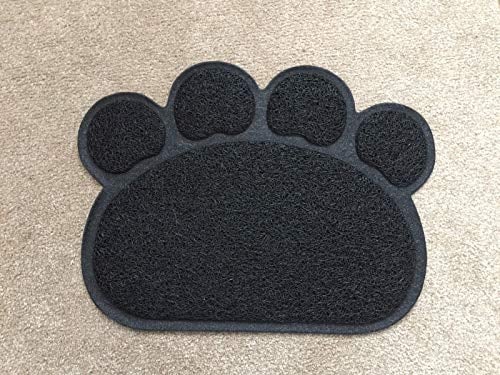 Opul PAW PVC Placemat Waterproof Dog Cat Food Mat Non Slip Dog Puppy Pet Cat Dish Bowl Food Water Mat Wipe Clean FDA Grade (Black)