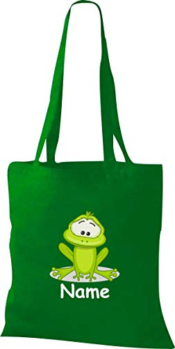 Shirtinstyle Stoffbeutel Tasche, Tiermotiv Frosch mit Wunschnamen, Natur Zoo Tiere Animal, Geschenk, Baumwolltasche, Logo, Spruch, Verwandschaft, Motiv, Farbe Hellbraun