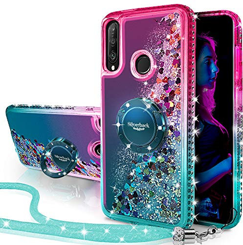 Miss Arts für Huawei P30 Lite /P30 Lite New Edition Hülle,[Silverback] Mädchen Glitzern Handyhülle Hülle mit Drehendem Ringständer, Cover Flüssigkeit Clear Schutzhülle für Huawei P30 Lite -Grün