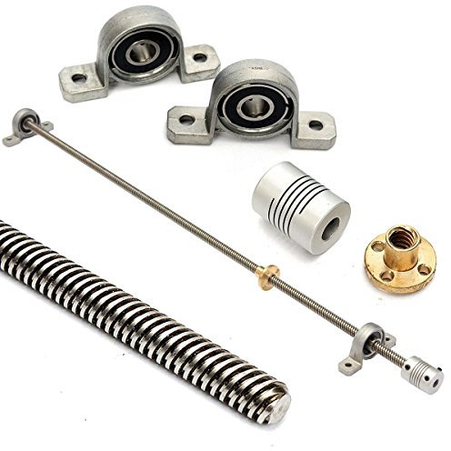 Yebobo T8 8Mm 500Mm Tige de Vis sans Fin avec éCrou Oreiller Monté sur CNC Ensemble pour Imprimante 3D