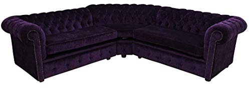 JVmoebel Lila Luxus Chesterfield Eck Couch Sofa Polster Sitz Garnitur Textil Stoff Sofas