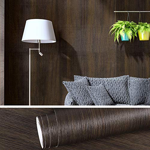 VEELIKE Tapete Holzoptik Möbelfolie Vintage Holz Dunkelbraun Verdickte Klebefolie Möbel Schrankaufkleber Schlafzimmer Reliefeffekt Wandtapete Wohnzimmer Tür Tisch Küchentapete Abwaschbar 40cm x 300cm