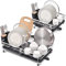 KINGRACK Escurreplatos Extensible, Escurridor de Platos Ajustable de Acero Inoxidable 304, Soportes para Platos con Soporte para Cubiertos Extraíble Caño de Drenaje Giratorio, Antióxido