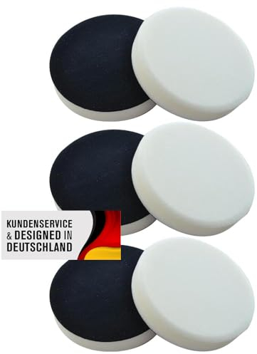 Polierschwamm Set 180mm Klett In Verschiedenen Härtegraden Und Setgrößen Polierschwämme Für Die Poliermaschine Polierpads Polierset Kletthaftend Gewaffelt Oder Glatt (Soft Weiß, 6er Set)