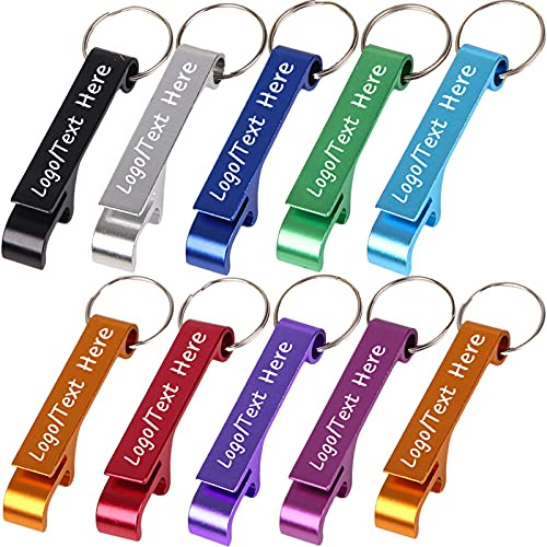 Personalised Custom Bottle Opener Keychain Bulk for Men Women,10pcs Customised Metal Bottle Opener Wedding Party Favors,Engraved with Logo,Text