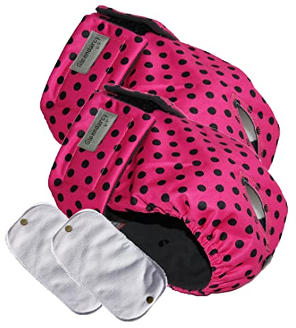 Glenndarcy Windel für Hündinnen, wasserdichter Stoff, Größe XXL, rosa schwarze Punkte, 2 Stück