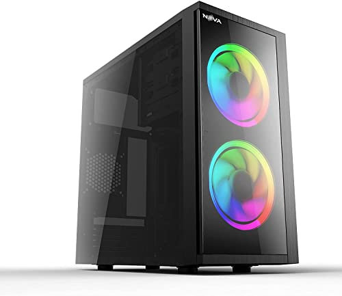 Veno Scorp NOVA ARGB PC Gaming Case, Micro-ATX, 42x 120mm ARGB Rainbow Fans Included, Glass Panel, LED Button, 3 Fan Support, | Black