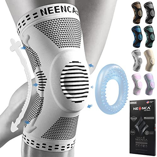 NEENCA Genouillère Professionnelle pour Homme et Femme avec Coussinets en Gel Rotulien et Stabilisateurs Latéraux,Genouillères de Qualité Médicale pour la Course,les Déchirures du Ménisque,l'arthrite