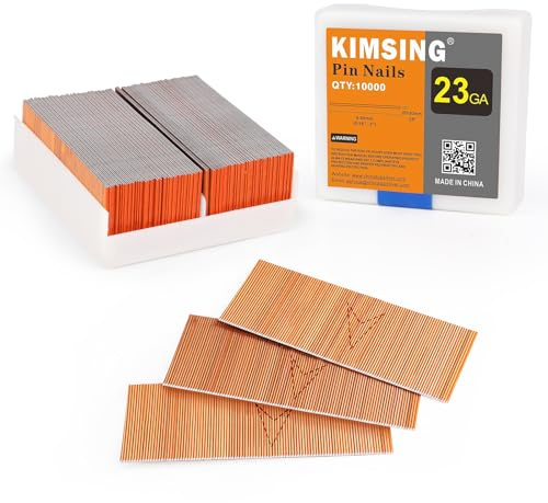 KIMSING 23GA 25mm kupferbeschichtete Mikro-Nägel 10000 St. für Möbel | P625 kupferbeschichtete Pin-Nägel, 0,63x25mm, für P625C & P630C Druckluft-Mikro-Stiftnagler, Türen, Schränke, Möbel, Holz
