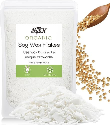Cera Di Soia Fiocchi per Candele, BOYUJK Premium Natural Cera per Candele, 100% Cera per Candele Fai da Te Per La Produzione di Candele da Agricoltura Biologica, Senza Additivi, Innocuo E Puro (1.8KG)