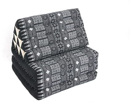 Handelsturm Thaikissen mit Dreieck, faltbar, 170x50 3 Auflagen Thaimuster mit Füllung aus Kapok (schwarz-weiß)