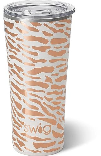 Swig Life 22oz Insulated Tumbler, Travel Coffee Tumbler with Lid, Cup Holder Friendly Travel Coffee Mug, Stainless Steel (Glamazon Rose)