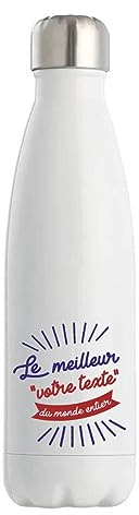 Gourde Isotherme personnalisable idée cadeau collègue Certifié Meilleur Homme du Monde | Bouteille Thermos 500 ml Texte à personnaliser