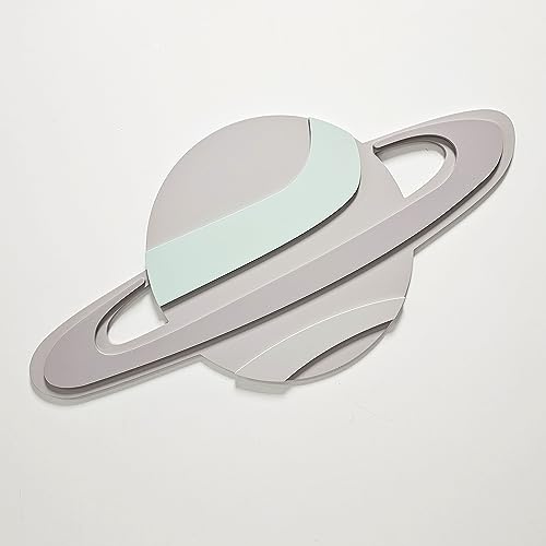 KiddyMoon Wanddekor 3D Wandskulpturen Kinderzimmer Akccessoire Für Kinder Hergestellt Aus MDF Babys Wanddeko Montessori Spaß Dekoration Saturn Muster, Beige
