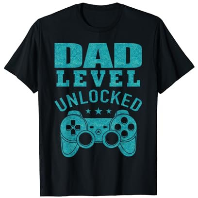 Funny New Dad Shirt Dad Level Unlocked day Tee Shirt Gaming T-Shirt