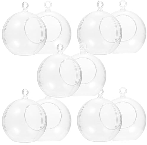 DEARMAMY Lot de 10 grandes boules à suspendre en acrylique transparent pour bougies chauffe-plat, arbre de Noël, mariage, fête, décoration de la maison