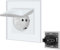 BSEED Enchufe de pared con Cubierta Impermeable,1 Gang Schuko Enchufe con abrazadera,Enchufe Empotrado con placa de cristal,Enchufe Empotrable de 16A,Blanco Enchufes de extensión adecuado para Baño