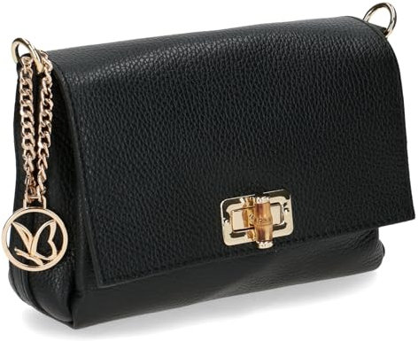 CAPRICE Damen Schultertasche aus Leder Klein, Schwarz (Black Nappa)