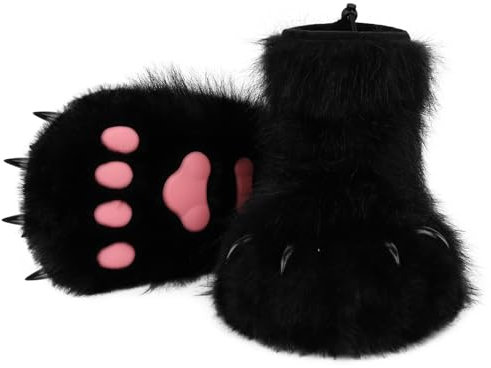 hbbhml pelzige Pfote Hausschuhe Tier klaue Neuheit Cosplay Kostüm Zubehör lustige Geschenke für Halloween Weihnachten