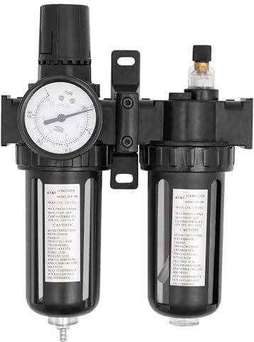HarBin-Star Druckminderer Druckluft, Wartungseinheit 1/4 Druckluft, Wasserabscheider Druckluft mit Manometer, Wartungseinheit Druckminderer, Druckreg für Kompressor Filter