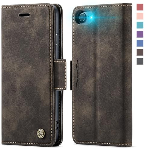 XYGLOW Handyhülle für iPhone SE 2022/2020 iPhone 8/7 Hülle Klappbar Premium PU Lederhülle Klapphülle【RFID Schutz】Kartenfach Standfunktion Schutzhülle für iPhone 7/8/SE Flip Case Wallet Tasche, Kaffee