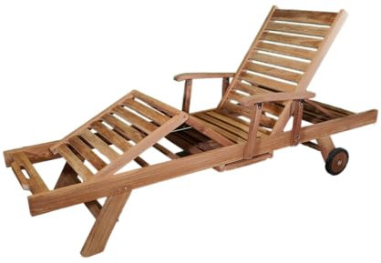 Strandkorb-King ...königlich liegen Sonnenliege BENOA klappbar, hochwertig Teakholz massiv, Tisch ausziehbar, für Balkon, Terrasse, Wintergarten oder Garten, pflegeleichtes Unikat