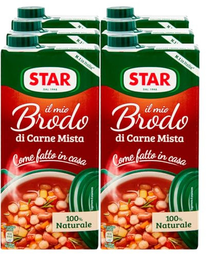 Star Il Mio Brodo di Carne Mista 100% Naturale Come Fatto in Casa Brodo Liquido Pronto con Verdure e Carne di Pollo e Manzo Ingredienti Naturali Senza Glutine e Senza Conservanti - 6 Confezioni da 1L