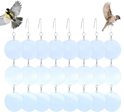 Gxlaihly Anti-Oiseaux Suspendus disques,Disques répulsifs pour Oiseaux,Disques repulsif,Répulsif Oiseaux,Disques Anti-Oiseaux,Répulsifs Anti-Oiseaux,pour Éloigner Pigeons,Oiseaux (Disques Ronds)