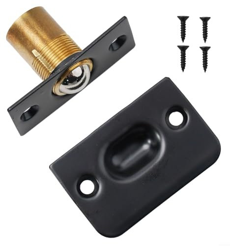 Precision Engineered Adjustable Roller Ball Door Spring Catch Lock Set, Brass Steel Latch