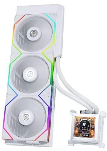 Lian Li HydroShift LCD 360TL - 360mm Radiator AIO Wasserkühlung - 3x 120 mm UNI Fan TL RGB PWM Lüfter - 2,88 LCD Display - CPU Wasserkühler für Intel LGA 1700 - AMD Sockel AM4 / AM5 - weiß
