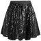 MYSSUCI Glitzer Rock Damen Pailletten Rock Elastischer Bund A-Linie Minirock Festival Kostüm für Rave Party Karneval Halloween, Schwarz, Large