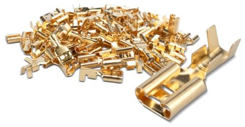 Innfeeltech 100 Pcs Non-Insulated Brass Spade Crimp Terminals, Connector Width 2.8mm for Cable 0.5mm² to 1mm², Female