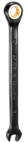 sourcing map Ratcheting Spanner 8mm Metric Open End Wrench 72-Teeth CR-V Steel 12 Point Nickel Plated Combination Ratchet Wrench for Fasteners Nut Bolt