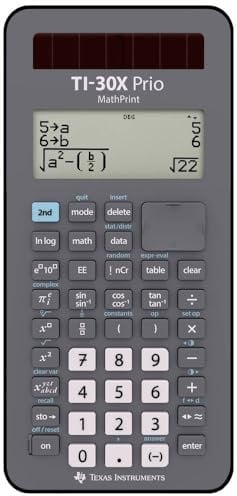 Texas TI-30X Prio MathPrint Wissenschaftlicher Schulrechner (IQB, Solar/Batterie) Grau