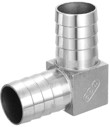 QUARKZMAN 38mm Schlauchstutzen Reduzierstück 90 Grad Rohrverschraubung, 304 Edelstahl L-Winkel Adapter Rohrverbindung für Vakuumsysteme, Industrieverbindungen, Pneumatikausrüstung, Silber