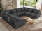 MKS MEBLE Sofa U-Form, Wohnlandschaft, Couch, Ecksofa, Couchgranitur, Polsterecke, Big Sofa XXL, Polstergarnitur - Verso U 8M - Dunkelgrau Cord