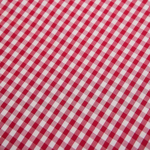 100 % Baumwolle, Gingham-Karo-Stoff, Meterware, Baumwoll-Popeline-Stoff, geeignet für modische Kleider, Hemden, Röcke, Quilten und Basteln (rot und weiß, 91 cm)