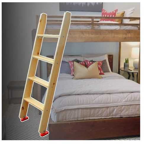 YCOVSFP Etagenbettleiter Aus Holz, Hochbettleiter Mit Rutschfesten Gummifüßen, for Dachböden/Schlafsäle/Wohnmobildecks/Hochbetten/Outdoor/Apartments, 150 Kg(4-Steps-125cm)