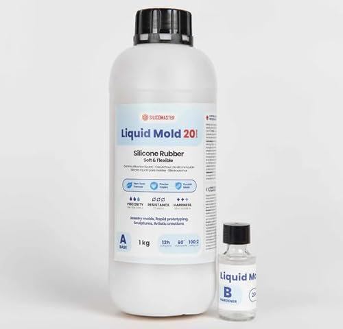 Resin Pro ® Pure Mold 20 shores (4 Kg) Gomma Siliconica Liquida Traslucida Veloce per La Creazione di Stampi per Resine Epossidiche Poliuretaniche Cera Sapone Gesso Cemento 1:1, 100% Made in Italy