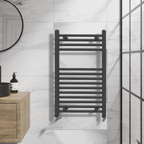 ARKO Towel rail radiator, Heated towel rails, Modern Central Heating Bathroom Towel Radiator, wall mounted (Black, 400x800mm)