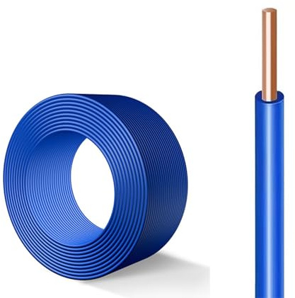 Câble Électrique Monoconducteur Isolé PVC, 100 M De Fil Cuivre Massif Bleu BV, 450/750 V, For Câblage Et Distribution D'énergie Domestique(6mm2)