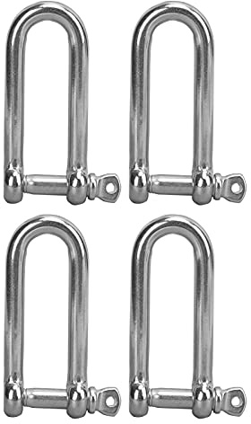 HOSEONFN Lifting Shackles for Wire Rope, U Type Shackle with Sling Screws, Stainless Steel Lengthen Shackle, 4pcs Set (10MM)