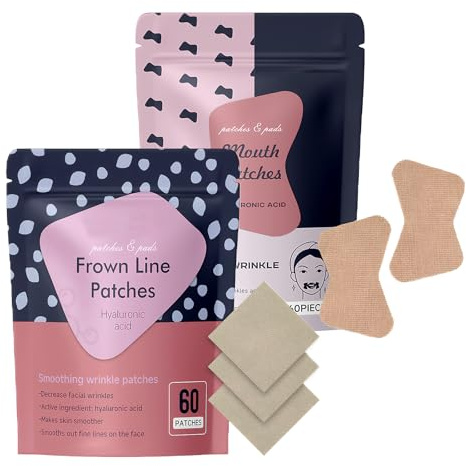 120 Stück Anti Falten Pflaster Auf Baumwollbasis Wrinkle Patches Superhaftend Falten Pflaster Gesicht,Geeignet Für Stirnfalten Zornesfalten Nasolabialfalten Und Krähenfüße (2er Pack)