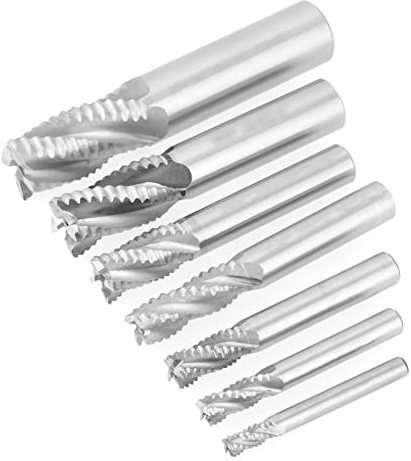 AUNMAS 7-teiliger Fräser, Fräser, Schruppende, HSS-Spanbrecher-Set, Hohe Festigkeit, Lange Lebensdauer, Effizient für Fräsmaschinen und Holzbearbeitung