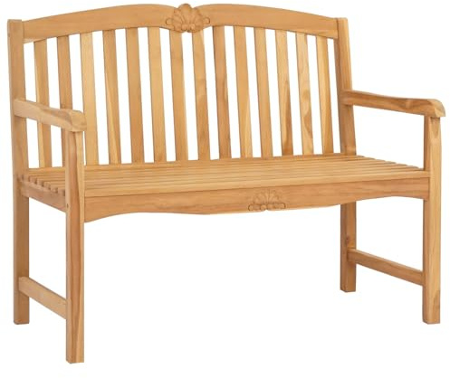 vidaXL Handgefertigte Rosenbank Natur 114 x 60 x 95 cm Massivholz Teak, Gartenmöbel, Teakbank für die Terrasse, Platz zum Chillen, robuste Holzmöbel, rustikales Design, Entspannung pur