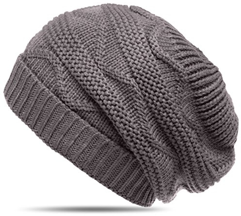 Caspar MU115 Damen grob gestrickte Winter Mütze Strick Beanie, Farbe:Taupe, Größe:One Size