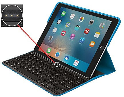 Logitech Create iPad Pro Hülle mit Kabelloser Tastatur, Hintergrundbeleuchtete Tasten, iOS-Sondertasten, Smart-Connector, Für iPad Pro 9,7, Deutsches QWERTZ-Layout - Blau