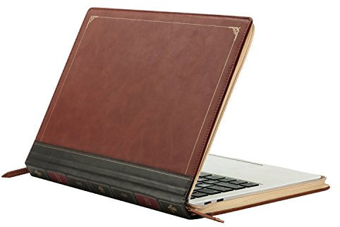 MOSISO Laptop Hülle Tasche Kompatibel mit MacBook Air 13 Zoll M3 M2 A3113 A2681 M1 A2337 A2179 A1932/Pro 13 M2 M1 A2338 A2251 A2289 A2159 A1706 A1708 2024-2016, PU Leder Portfolio Cover,Braun